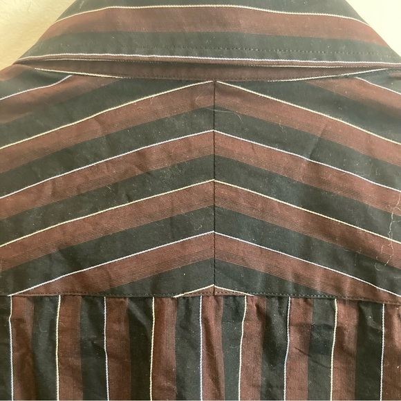 CLUB MONACO SZ L BUTTON UP BLACK BROWN 100% COTTON SHIRT - Picture 4 of 12